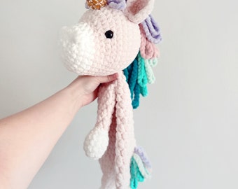 Extra Large 24” Crochet Unicorn Lovey Snuggler - Stuffed Animal - Security Blanket - Lunacorn - Create Your Own