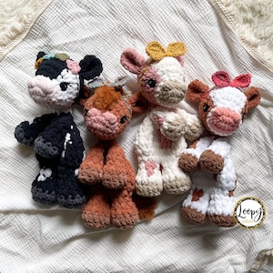 Crochet Cow Lovey | Highland Cow | Snuggler | Stuffed Animal | Security Blanket | Made To Order image 1