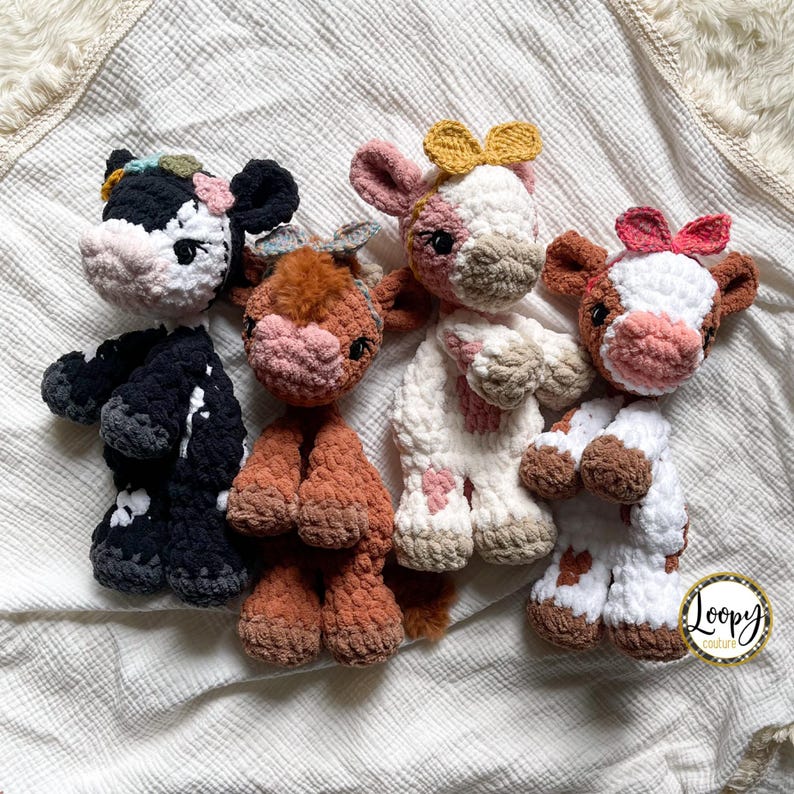 Crochet Cow Lovey | Highland Cow | Snuggler | Stuffed Animal | Security Blanket | Made To Order image 1