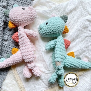 Create Your Own - Custom - Crochet Dinosaur Lovey Snuggler - Stuffed Animal - Dino Security Blanket
