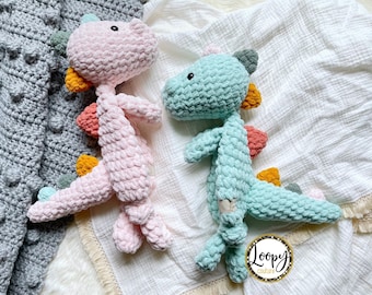 Create Your Own - Custom - Crochet Dinosaur Lovey Snuggler - Stuffed Animal - Dino Security Blanket