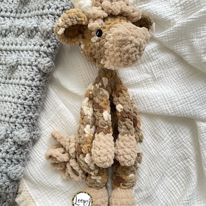 Crochet Highland Cow Lovey Snuggler - Stuffed Animal - Security Blanket - Made To Order