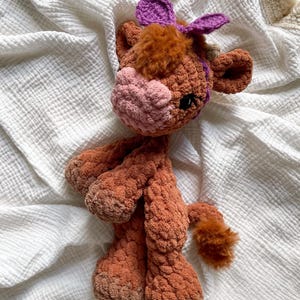 Crochet Cow Lovey | Highland Cow | Snuggler | Stuffed Animal | Security Blanket | Made To Order Highland #1