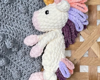 Crochet Unicorn Lovey Snuggler - Stuffed Animal - Security Blanket - Lillicorn - Create Your Own - *Three Sizes*