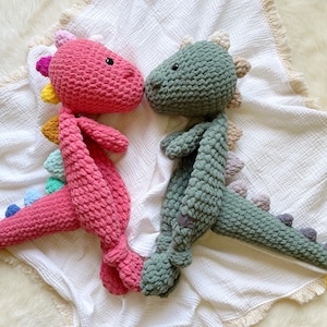 READY TO SHIP - Extra Large 24” Crochet Dinosaur Lovey Snuggler - Stuffed Animal - Dino Security Blanket - Bohasaurus