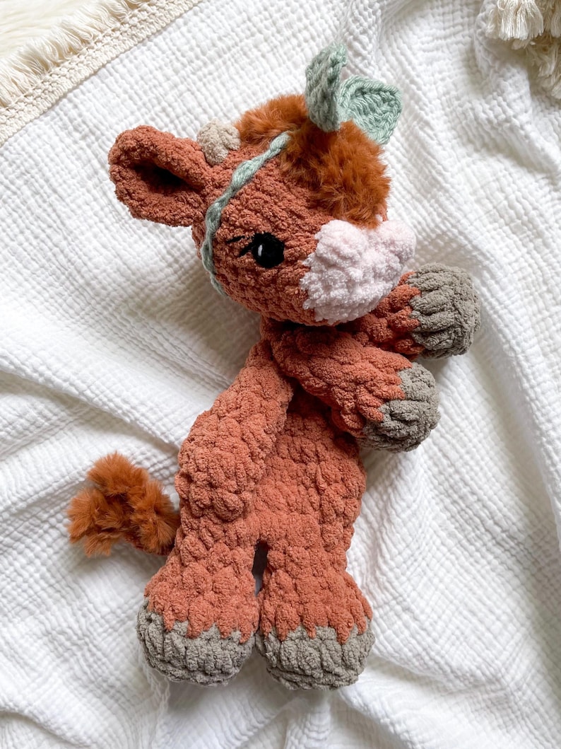Crochet Cow Lovey | Highland Cow | Snuggler | Stuffed Animal | Security Blanket | Made To Order Highland #2