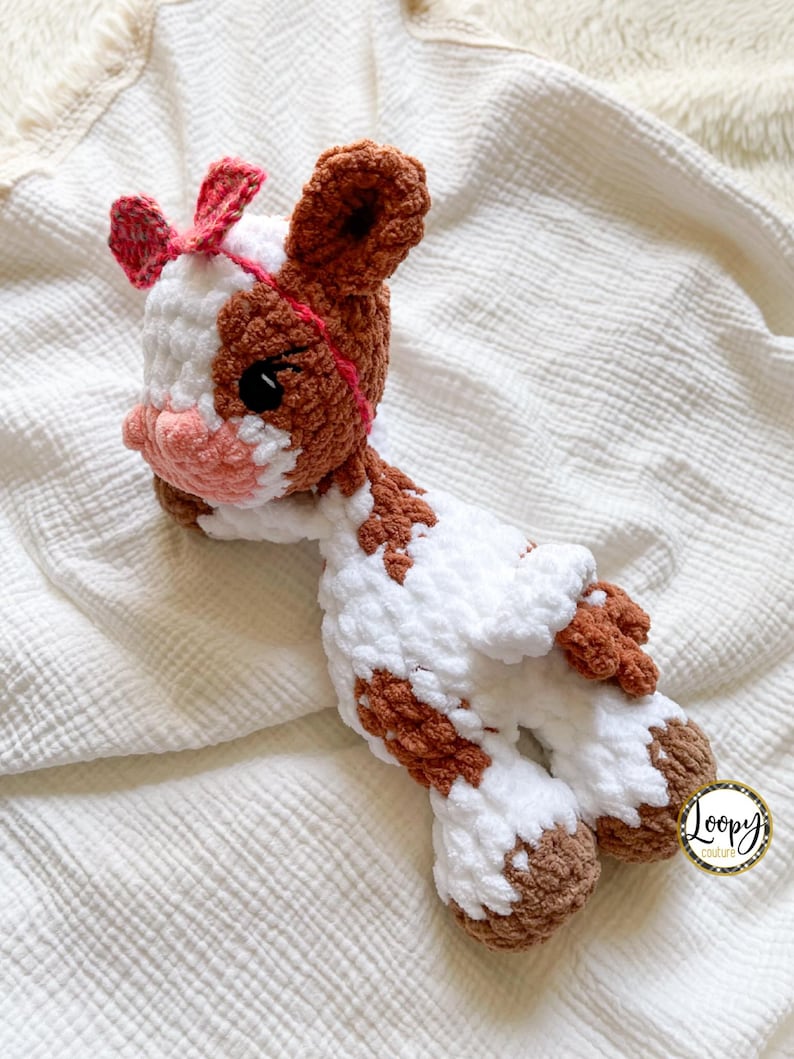 Crochet Cow Lovey | Highland Cow | Snuggler | Stuffed Animal | Security Blanket | Made To Order image 3