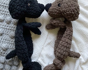 Crochet Labrador Retriever Puppy Dog Lovey Snuggler - Stuffed Animal - Security Blanket - Black/Chocolate/Yellow Lab - Made To Order