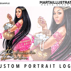 Custom Portrait Logo, Illustrated Logo, custom logo, cartoon logo, beauty logo, boutique logo, lash logo, boss babe logo