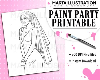 CANVAS PRINTABLE, Pre-drawn Canvas, Pre-Sketched Canvas, Outlined Canvas, Sip and Paint, Paint Kit, Canvas Painting, DIY Paint Party