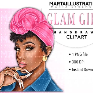 GLAM GIRL CLIPART, cartoon, illustration, girl art, girl with bob, logo ClipArt, beauty ClipArt, boss babe art, planner ClipArt