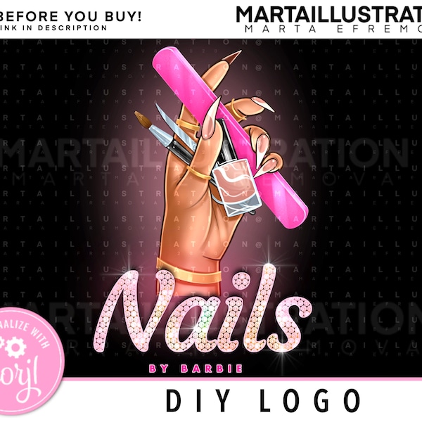 DIY NAIL LOGO, Diy Diamond logo, Nail logo, Hand logo, Diy Money logo, beauty logo, Nail business logo, diy pink logo