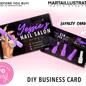 DIY BUSINESS CARD, Diy nail business card, loyalty card, business card template, diy card template, nail technician