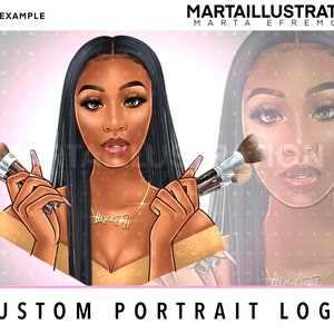 LOGOTIPO DE MAQUILLAJE PERSONALIZADO, Logotipo de retrato personalizado, Logotipo ilustrado, logotipo personalizado, logotipo de dibujos animados, logotipo de belleza, logotipo de boutique, logotipo de pestañas, logotipo de bebé jefe