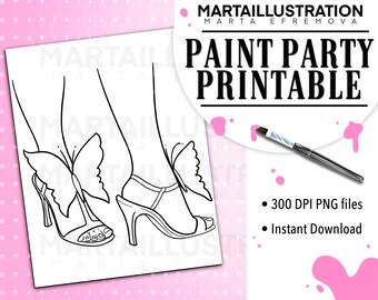 CANVAS PRINTABLE, Pre-drawn Canvas, Pre-Sketched Canvas, Outlined Canvas, Sip and Paint, Paint Kit, Canvas Painting, DIY Paint Party