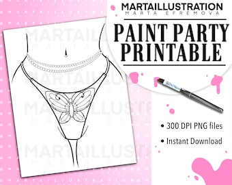 LEINWAND DRUCKBAR sexy, vorgezeichnete Leinwand, vorgezeichnete Leinwand, umrissene Leinwand, Sip and Paint, Paint Kit, Canvas Painting, DIY Paint Party