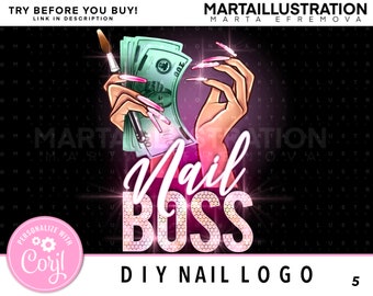 DIY NAIL LOGO, Diy Diamond logo, Nail logo, Hand logo, Diy Money logo, beauty logo, Nail business logo, diy pink logo