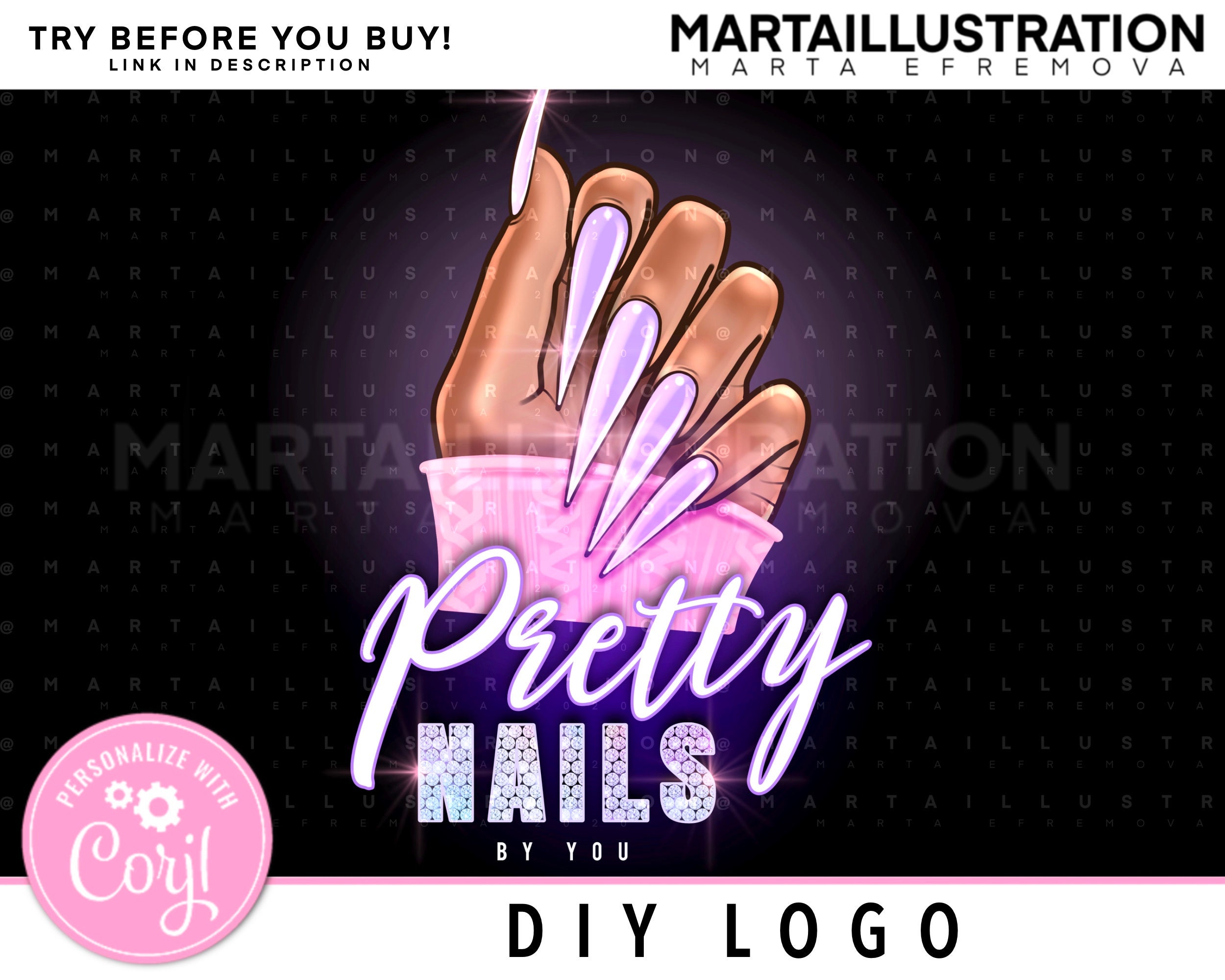 DIY NAIL LOGO Diy Diamond Logo Nail Logo Hand Logo Diy - Etsy