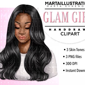 GLAM GIRL CLIPART, cartoon, illustration, girl art, girl with bob, logo ClipArt, beauty ClipArt, boss babe art, planner ClipArt