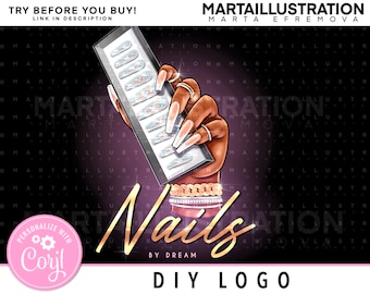 DIY NAIL LOGO, Diy Diamond logo, Nail logo, Hand logo, Diy Money logo, beauty logo, Nail business logo, diy pink logo