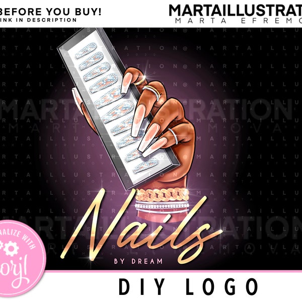 DIY NAIL LOGO, Diy Diamond logo, Nail logo, Hand logo, Diy Money logo, beauty logo, Nail business logo, diy pink logo