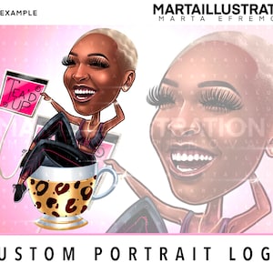 PODCAST LOGO, logotipo de YOUTUBE, logotipo de retrato personalizado, logotipo ilustrado, logotipo de dibujos animados, logotipo de fiesta, logotipo de favor de fiesta, logotipo de pestañas