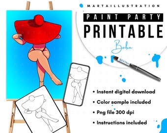 CANVAS PRINTABLE, Pre-drawn Canvas, Pre-Sketched Canvas, Outlined Canvas, Sip and Paint, Paint Kit, Canvas Painting, DIY Paint Party