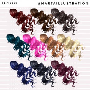 Hair Clipart, Long Hair Clipart, Wavy Hair Clipart, Woman Clipart - Etsy