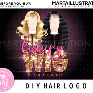 DIY HAIR LOGO, Diy Wig logo, Hair logo, Wig logo, hairstylist logo, beauty logo, hair business logo, diy glitter logo