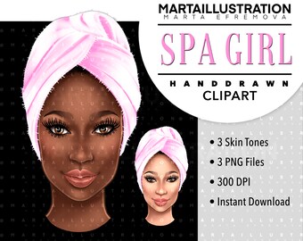 SPA CLIPART, spa png, skin care ClipArt, beauty ClipArt, logo ClipArt, skincare illustration, digital illustration, head ClipArt