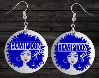 Hampton Girl w/Afro HU Homecoming Earrings - School Spirit, HBCU Jewelry