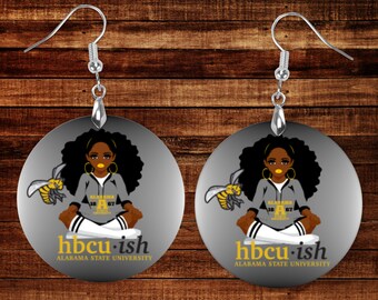 Alabama State University Afro Girl Earrings - Alabama Jewelry