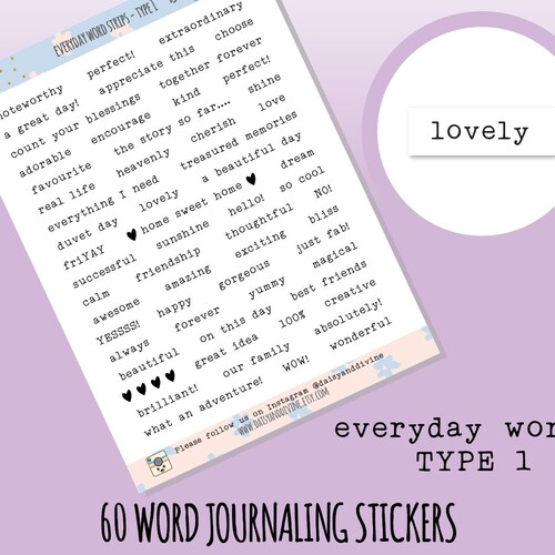 word-journaling-sticker-strips-word-scrapbooking-sticker-etsy