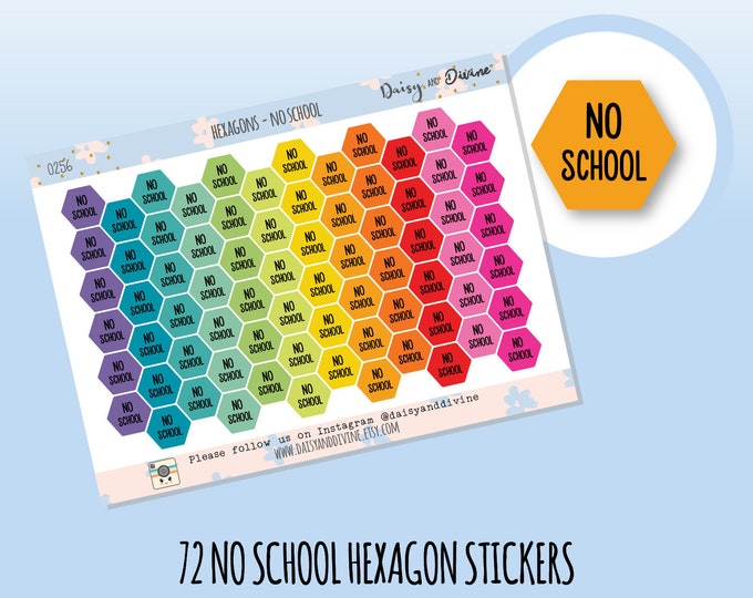 No School Planner Stickers, Hexagon Stickers, Study Stickers, Stickers ...