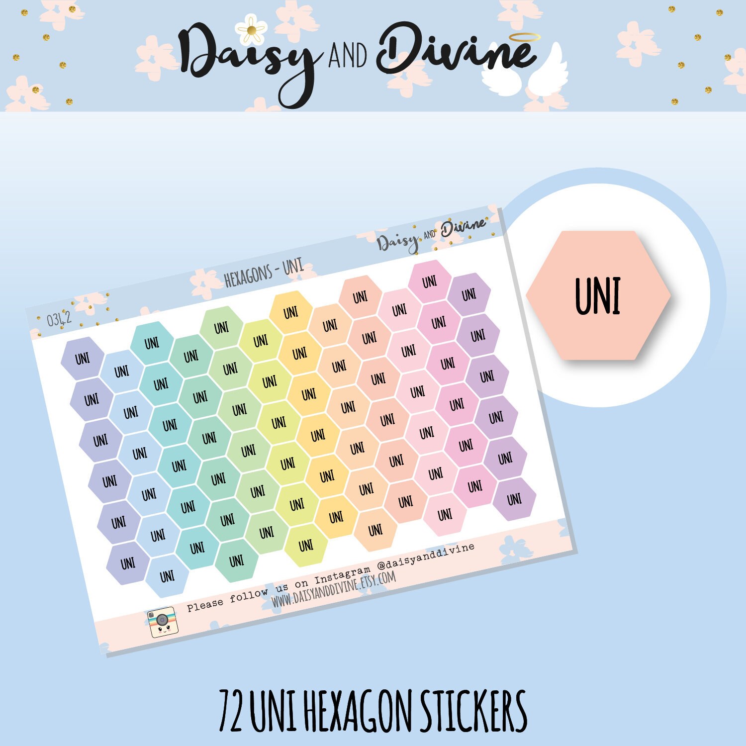 Uni Planner Sticker, Hexagon Sticker, Honeycomb Sticker, Stickers for…