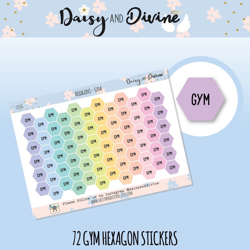 Gym Planner Stickers Hexagon Stickers Workout Stickers Etsy