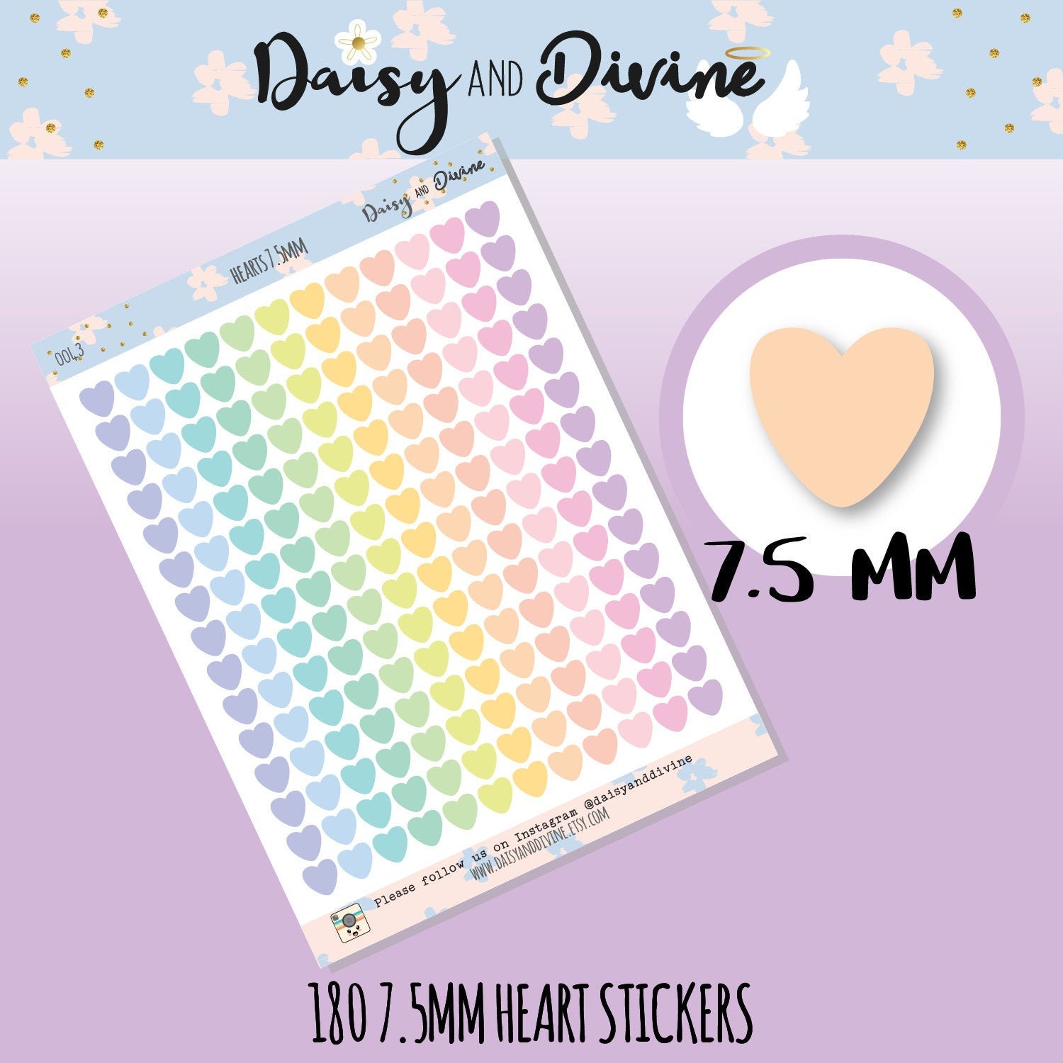 Matt Tiny Mini Heart Planner Stickers, Colour Coding Stickers, Tiny H…