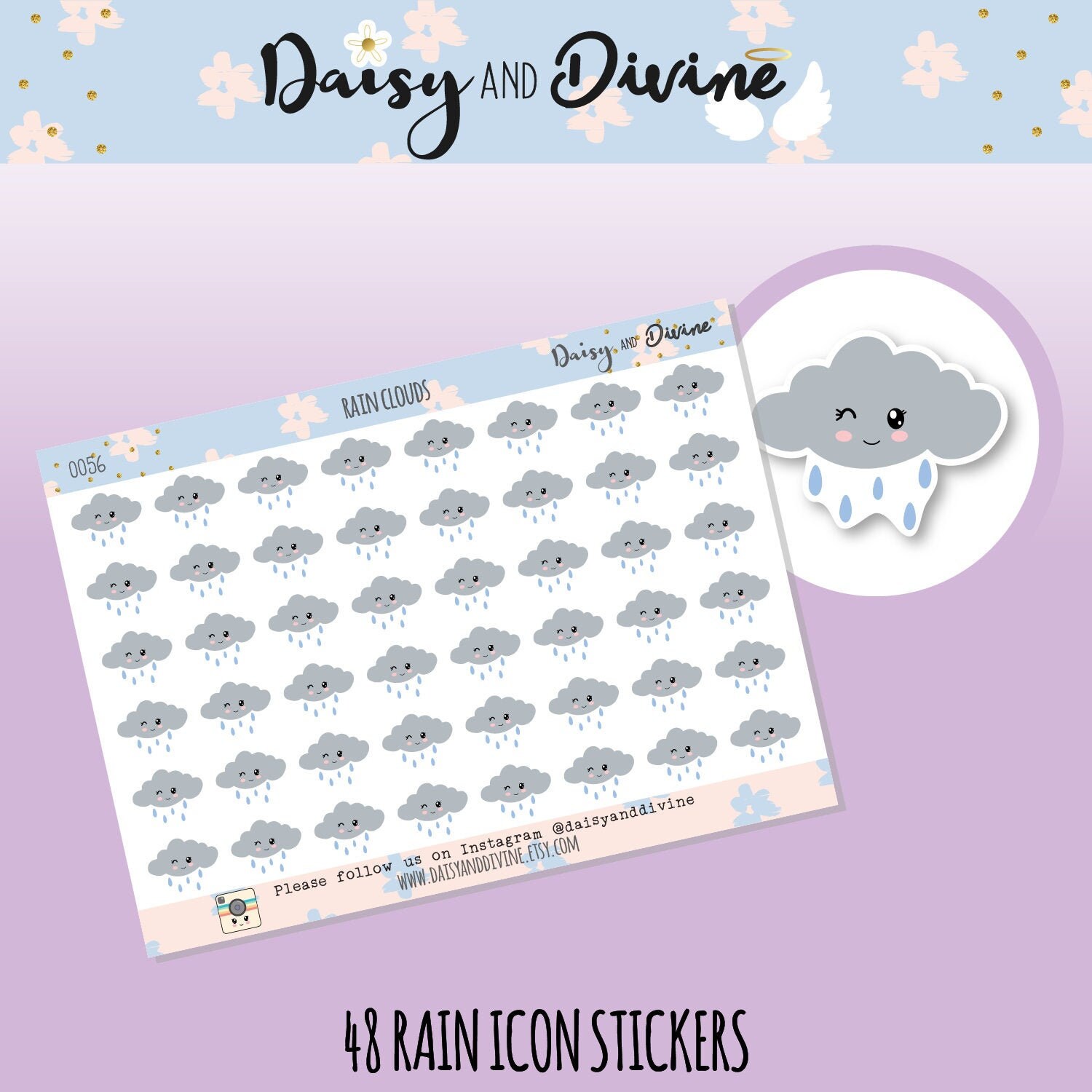 Rain Clouds Weather Icons Mini Planner Stickers, Bullet Journal Stick…