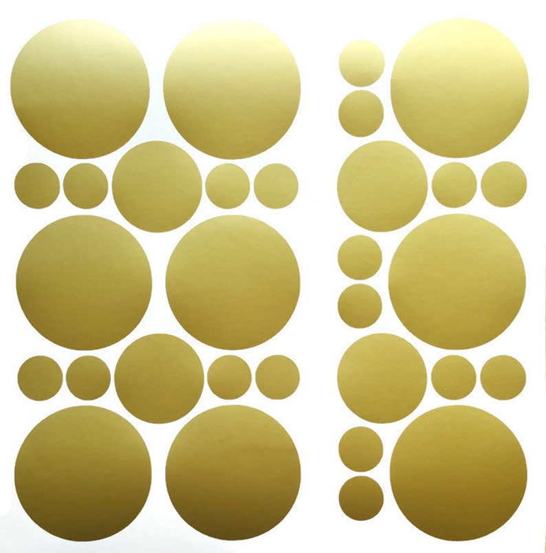 36 3 inch Removable Vinyl Gold Polka Dot Stickers Metallic Removable Wallpaper Polka Dot Wall Decals Circle Stickers with FREE stickers
