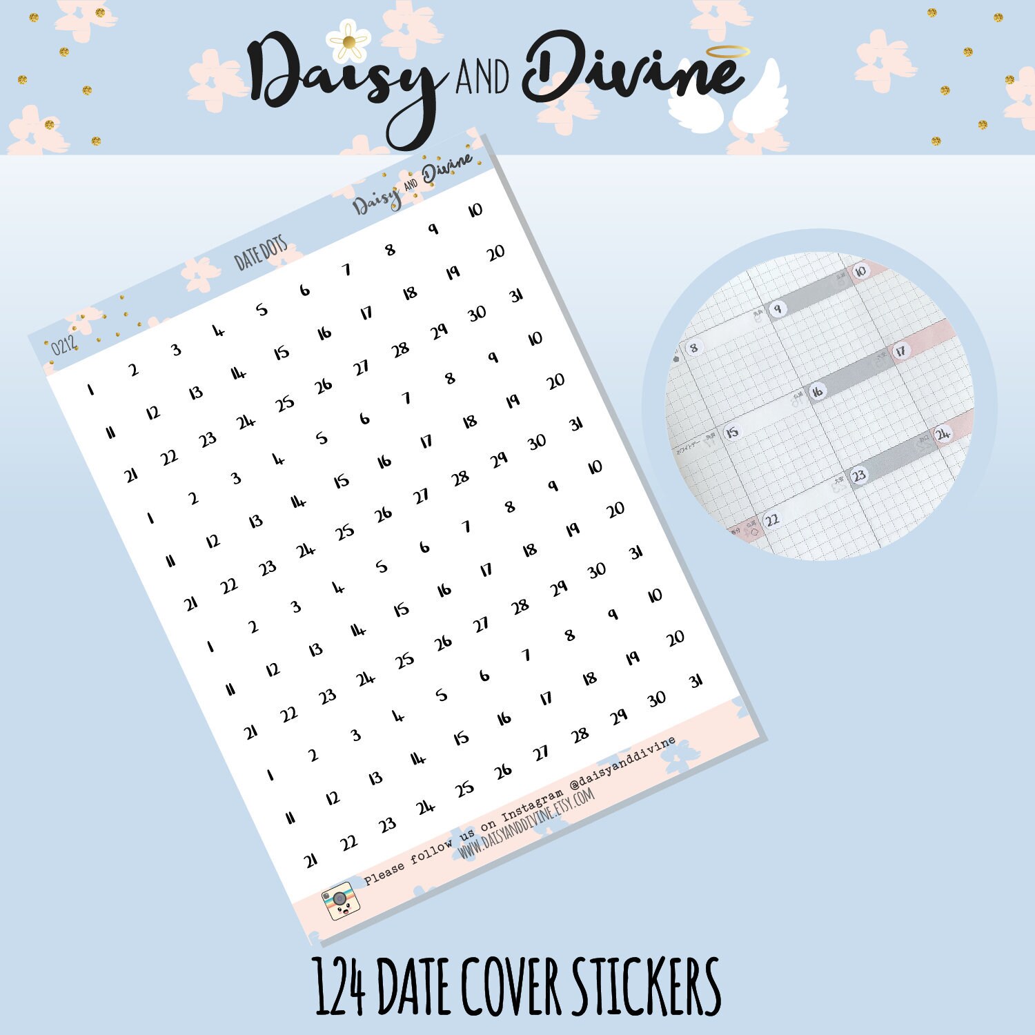 Date Cover Stickers, Date Cover Dot Planner Stickers, Mini Date Dots,…