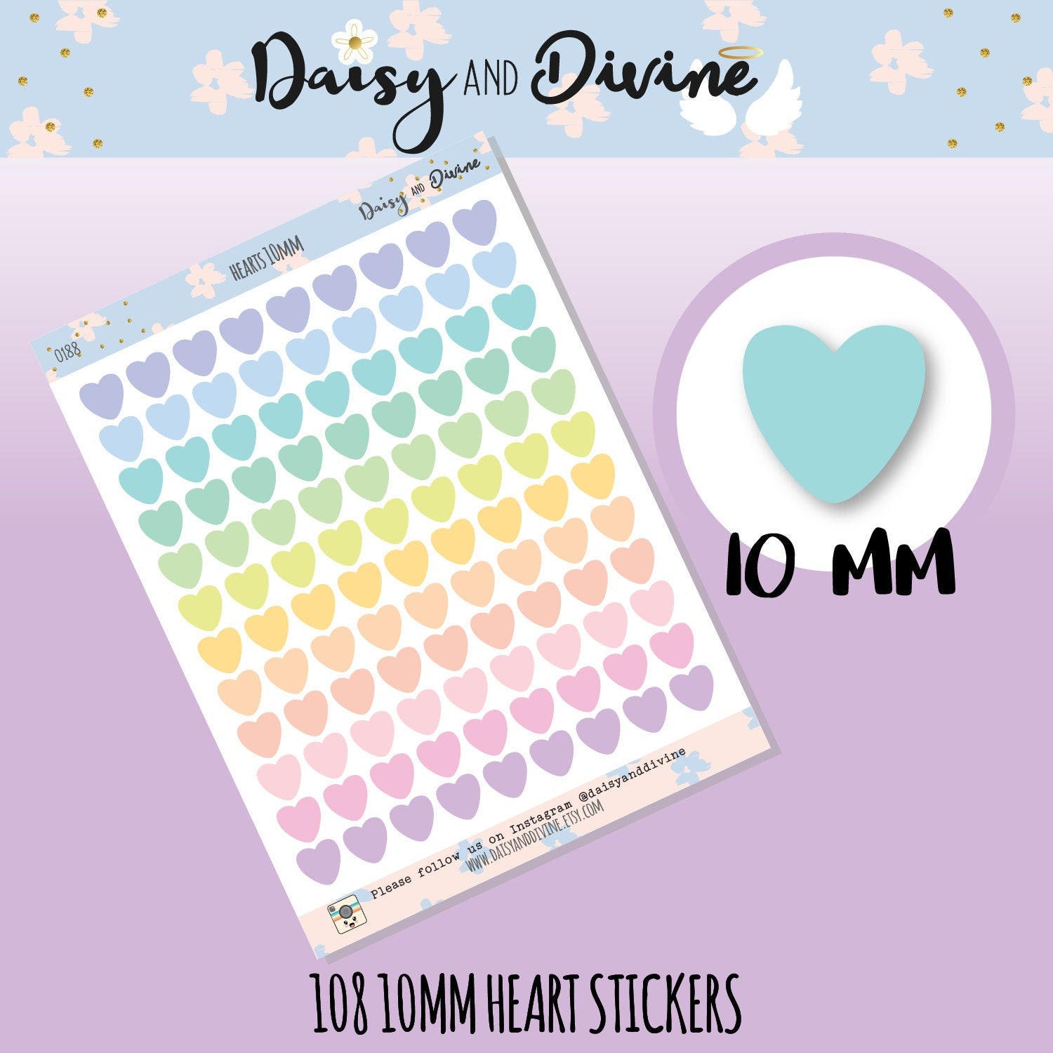 Matt Small Mini Heart Planner Stickers, Colour Coding Stickers, Small…