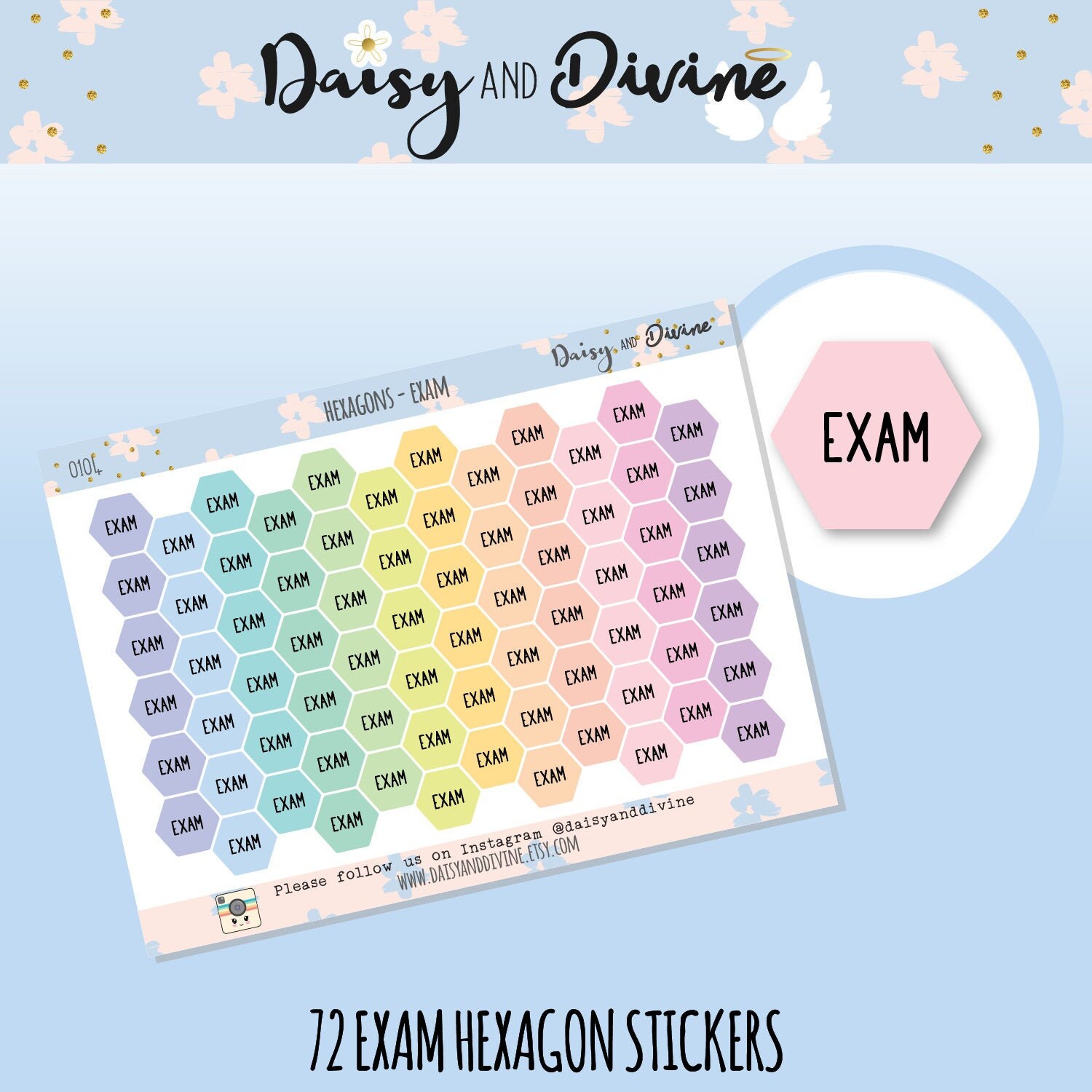Exam Planner Stickers, Hexagon Stickers, Test Sticker, Stickers for C…