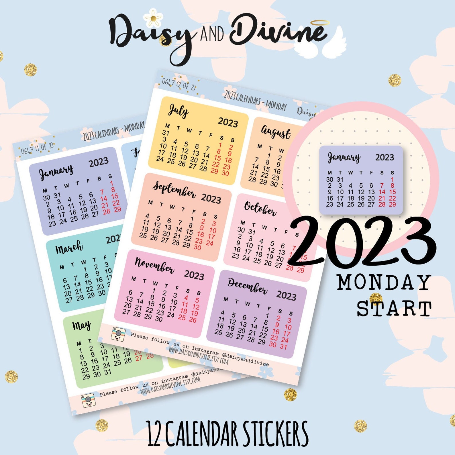 2023 Calendar Planner Sticker 2023 Bullet Journal 2023 Etsy Australia