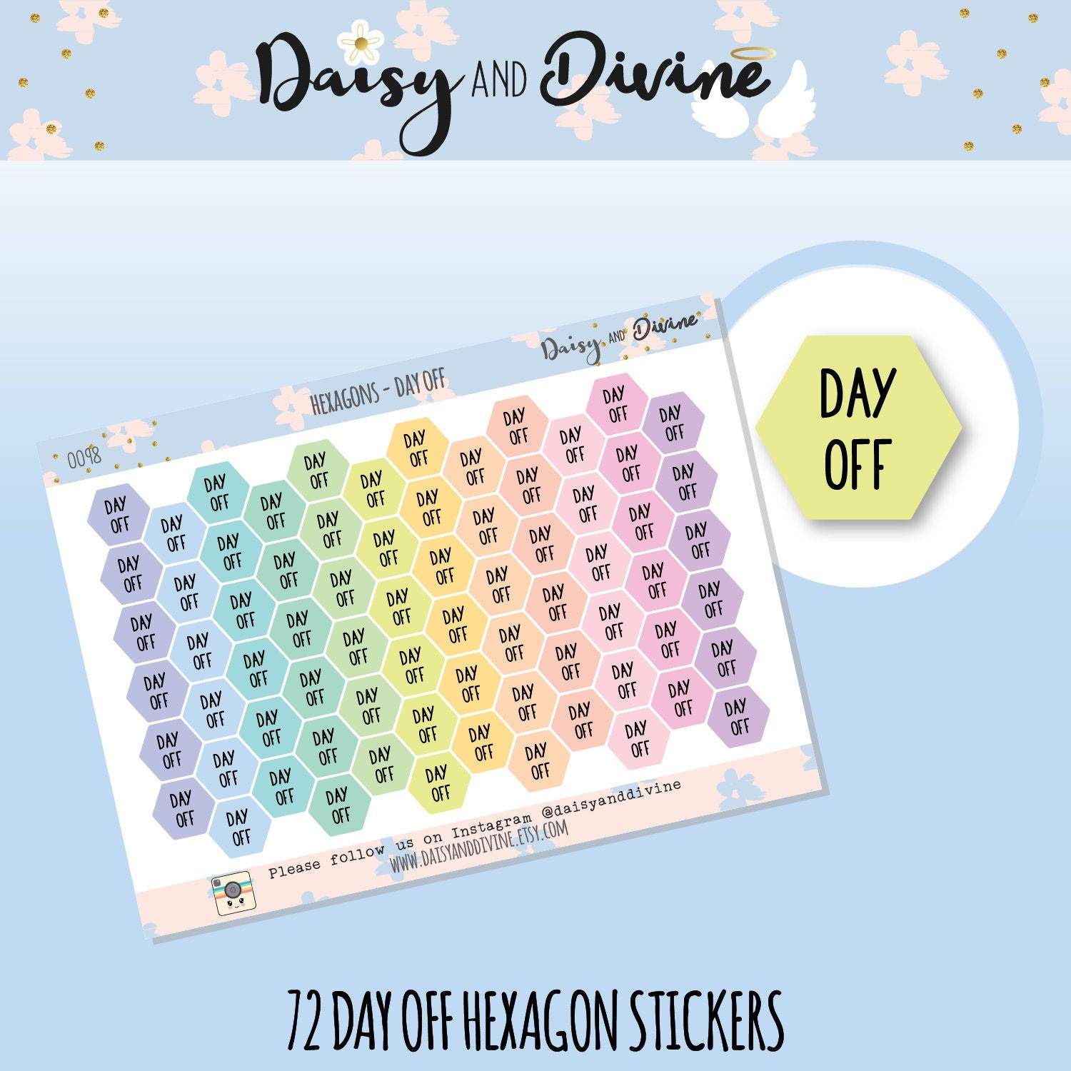 Day Off Planner Stickers, Hexagon Stickers, Leave Stickers, Stickers …