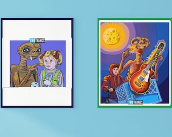 ET Art Print, Les Paul Guitar, Sci-Fi Music Lover Decor