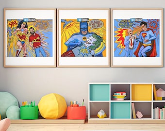 Dentist Office Super Hero Art Print, Pop Art Mashup