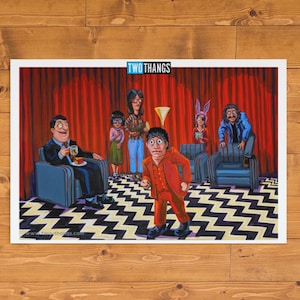 Impresión artística de Bob's Burgers y Twin Peaks Mashup: arte de pared único de 11 x 17, decoración divertida de la cultura pop, regalo perfecto para fanáticos de programas de televisión extravagantes