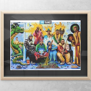Impresión artística de Wu-Tang Clan y Dungeons & Dragons Mashup: arte de pared único de 11 x 17, perfecto para fanáticos del hip-hop y los juegos de rol de fantasía con Rza Gza ODB