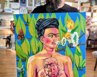 Frida Kahlo x Total Recall Art Print – Kuato Mashup Surreal Portrait – Sci-Fi Movie Meets Fine Art – Unique Pop Culture Wall Art