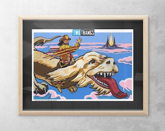 Macho Man Falcor Mashup Art Print – 80s Pop Culture, Wrestling Fan Gift